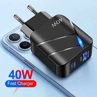Rýchlo nabíjačka 40W USB-A a USB-C