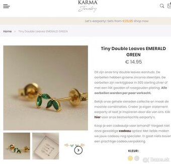 Nové náušnice zn. Karma pozlátené striebro