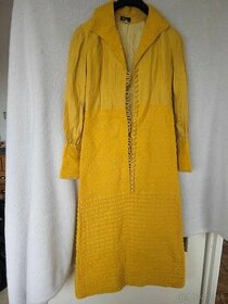 vintage šaty žlté,ľanové