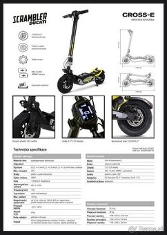 ✅Predam vykonnu E-kolobezku DUCATI CROS esport/500W,PC1200e✅