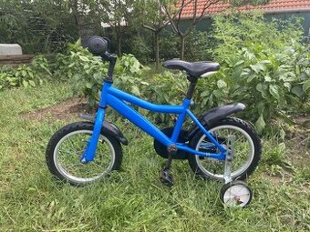 Detsky bicykel s pomocnými kolieskami Modrý