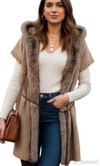 Štýlová vesta s kapucnou Zara pod zadok, M - 1