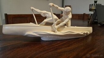 Starožitna soška kanoe - kanoisti keramika