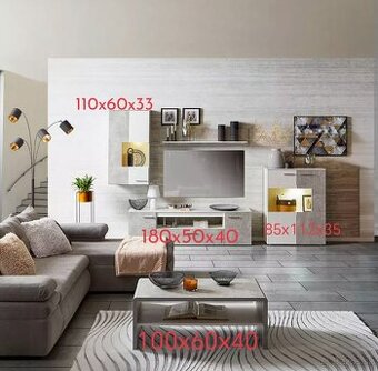 Sivá obývacia zostava + konferenčný stolík