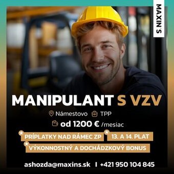 Manipulant logistiky s VZV - stabilná práca (p844)