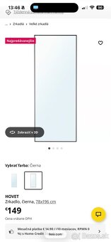 IKEA HOVET čierne zrkadlo 78x196cm