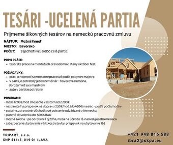 Tesári, Stolári Bavorsko- DE-PRACOVNÁ ZMLUVA
