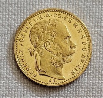Zlatý uhorský 8 zlatník FJI 1883 kb, TOP stav