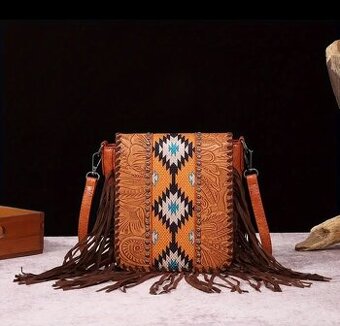 Kožená taška so strapcami-NOVÁ