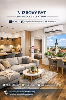 Štýlový 3-izbový byt v centre – moderná rekonštrukcia + klim