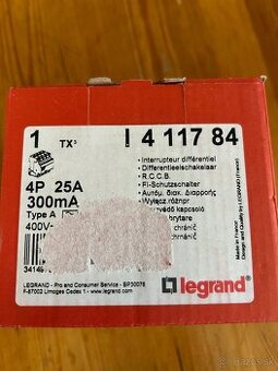 Prudovy chranic Legrand TX3 25A 300mA