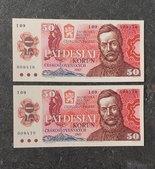 2x 50 Kčs 1987, stav N (UNC) - 1