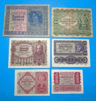 Bankovky RAKOUSKO - 1-1000 Kronen 1922