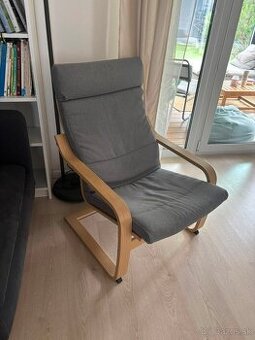 POÄNG Kreslo, bielo morená dub dyha