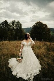 Svadobné kvetinové šaty farby Ivory - 1