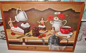 Obraz - Akty ženy, Cukráreň, orig. olejomaľba - 1
