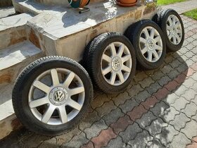 Elektrony VW 5x112 r16 + zánovné celoročné pneu - 1