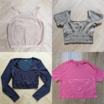NOVE Guess monogram khaki,bezovy,modry crop top