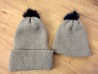 2x pletena, strikovana hruba zimna tepla čiapka  CENA SPOLU