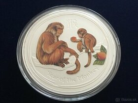 1 kg stříbrná barevná mince opice 2016 - originál