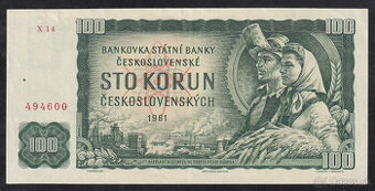 100 Kčs 1961 vzácna séria X 14 - 1