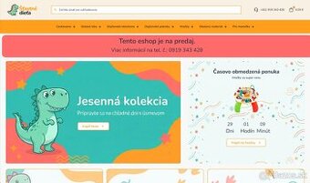 Hotový eshop s detským tovarom. Vlastný branding, maskot
