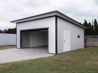 Zateplená garáž zo sendvičového panelu 6x6m.