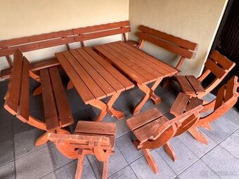 1+1 GRÁTIS Záhradná zostava STÔL-LAVICE-STOLIČKY