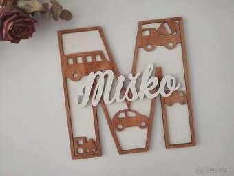 Drevené písmenko - iniciála s menom, Miško