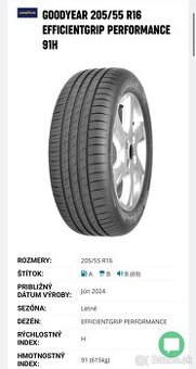 Letné pneu 205/55 r16