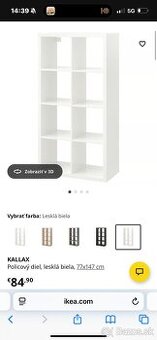 Kallax leskla biela - policovy diel 8x2 ikea komoda policka - 1