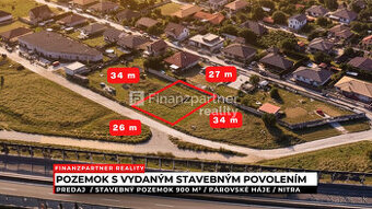 Stavebný pozemok s povolenim 900 m², Párovské Háje, Nitra