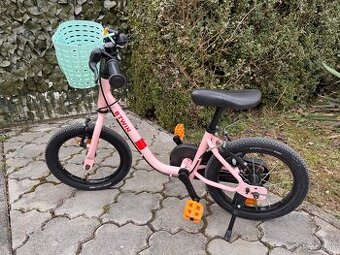 Detský bicykel BTWIN 2v1 (odrážadlo + bicykel) 14” ružový