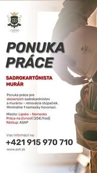 Hľadáme sadrokartonistov a murárov – NEMECKO (Lipsko)