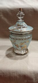 Novoborské sklo-váza a vysoký pohár.Starožitné sklo-cukřenka