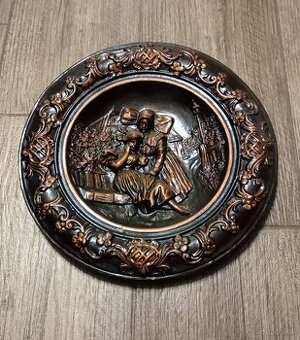 Predám starý drevený obraz,talír