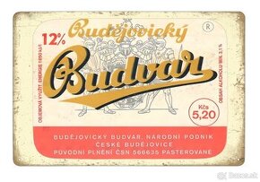 plechová cedule - Budějovický Budvar 12° (dobová etiketa)