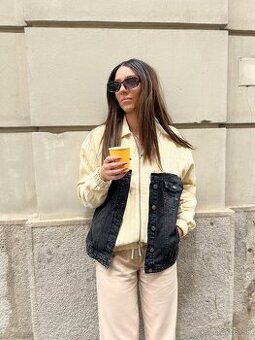 Upcyklovaná dámska bunda - riflová bunda- Snoopy