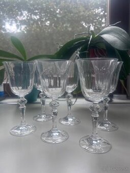 Sada 6 ks kryštálové poháre, vintage, brúsené