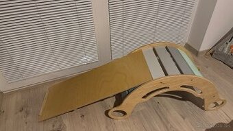 Drevená montessori hojdačka 5v1 s doskou 2v1, ElisDesign