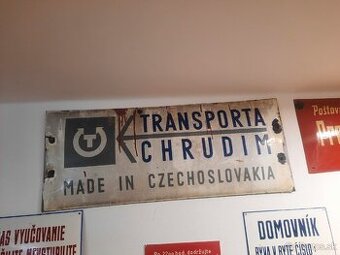 Smaltovana cedule transporta wiesner chrudim