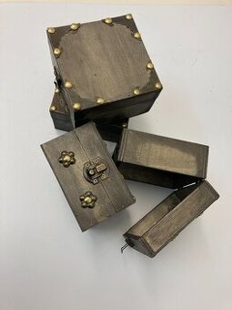 Vintage Drevené krabičky 11x11x9cm