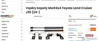 Toyota Land Cruiser 250 plynové vzpěry přední kapoty