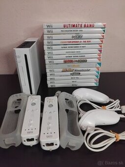 Nintendo Wii Konzola + 2 ovládače + 14 hier