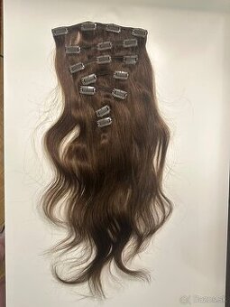 Clip in vlasy 45 cm 95 gramov hnedá