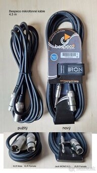 Bespeco mikrofónne káble 4,5 m 2 kusy