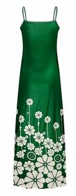 Zelené maxi šaty s bielymi kvetmi, v. M/L/XL