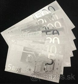 0 euro bankovka - postriebrená sada .