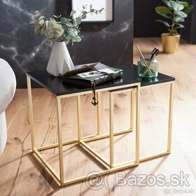 Set 2 zlato - čiernych stolíkov / konferenčný stolík