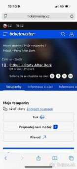 PITBULL koncert-Vstupenky 2ks